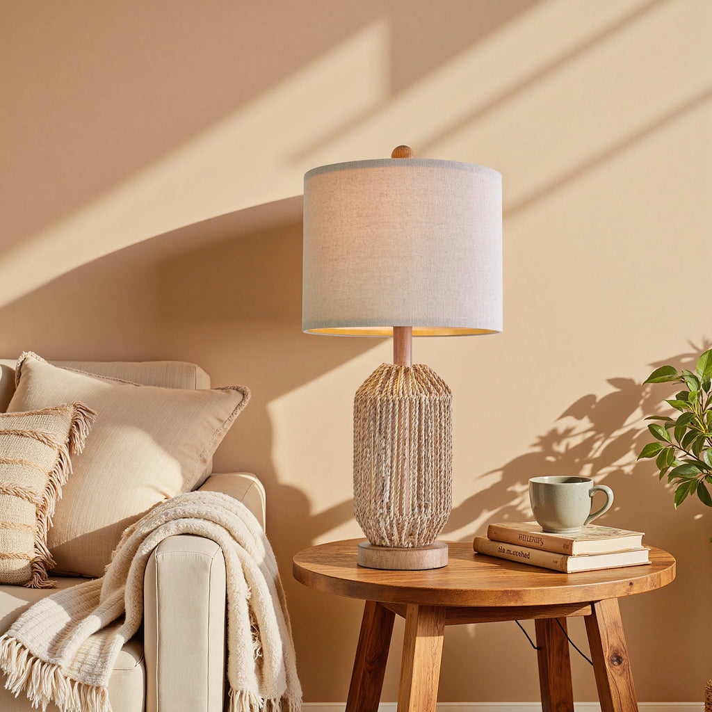 23.75" Twine Resin Table Lamps Retro Lamp Set of 2 for Bedroom Living Room