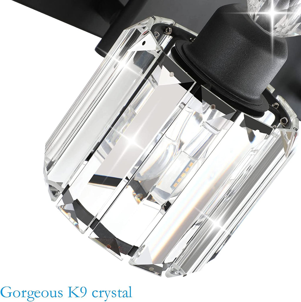 Modern Vanity Lights - 2-Light Black Crystal Bathroom Wall Fixtures
