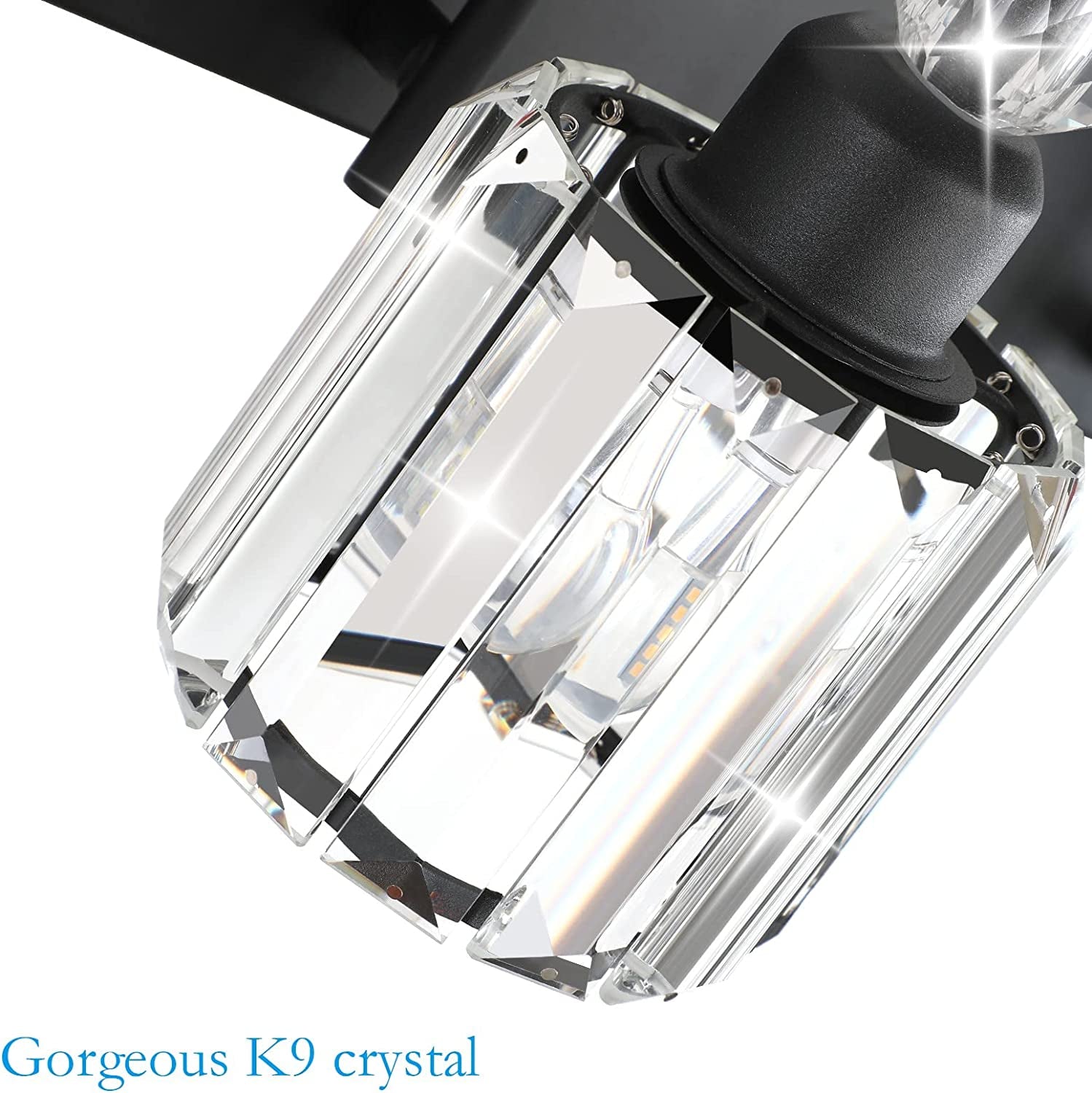 Modern Vanity Lights - 2-Light Black Crystal Bathroom Wall Fixtures