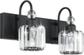 Modern Vanity Lights - 2-Light Black Crystal Bathroom Wall Fixtures