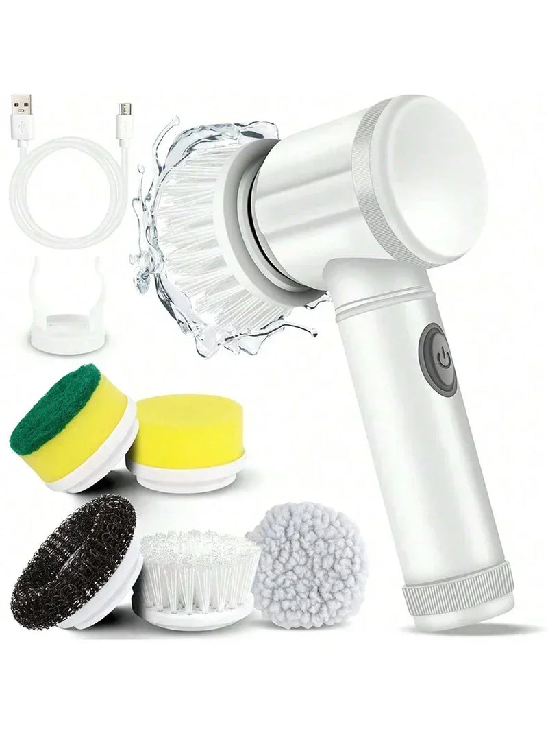Electric Spin Scrubber Cordless Spin Scrubber with 5 Replaceable Brush Heads Electric Cleaning Brush Cleaning Tools