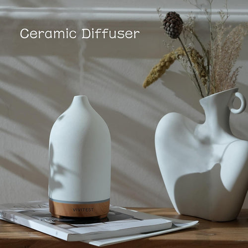 200ML Ceramic Essential Oil Diffuser,Stone Essential Oil Diffuser,Ultrasonic Aromatherapy Diffusers for Home