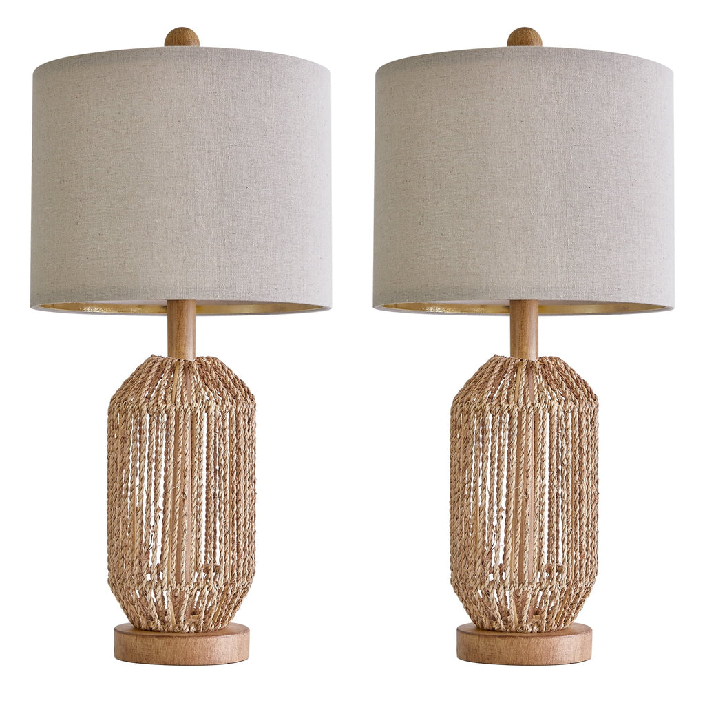 23.75" Twine Resin Table Lamps Retro Lamp Set of 2 for Bedroom Living Room