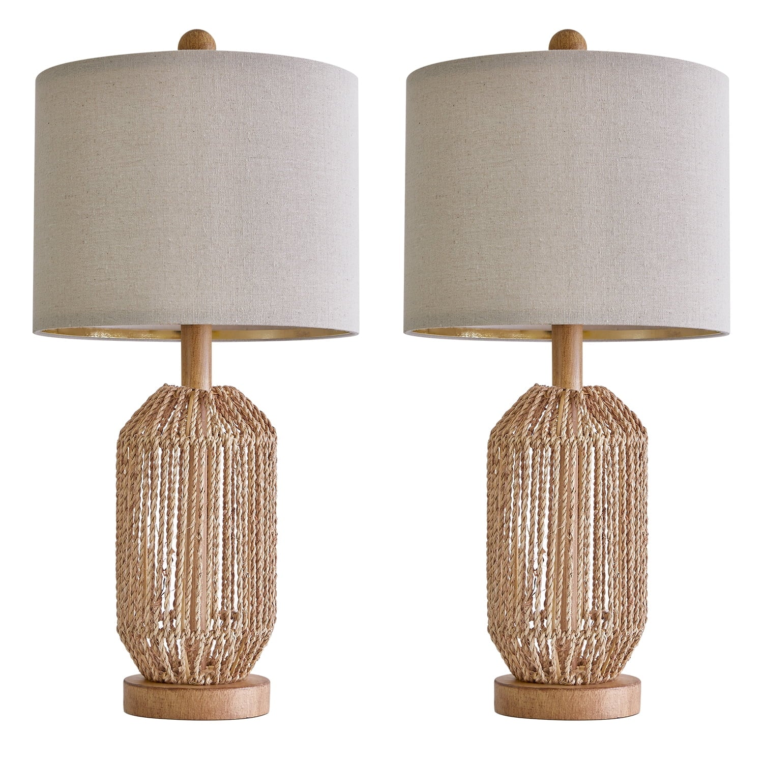 23.75" Twine Resin Table Lamps Retro Lamp Set of 2 for Bedroom Living Room