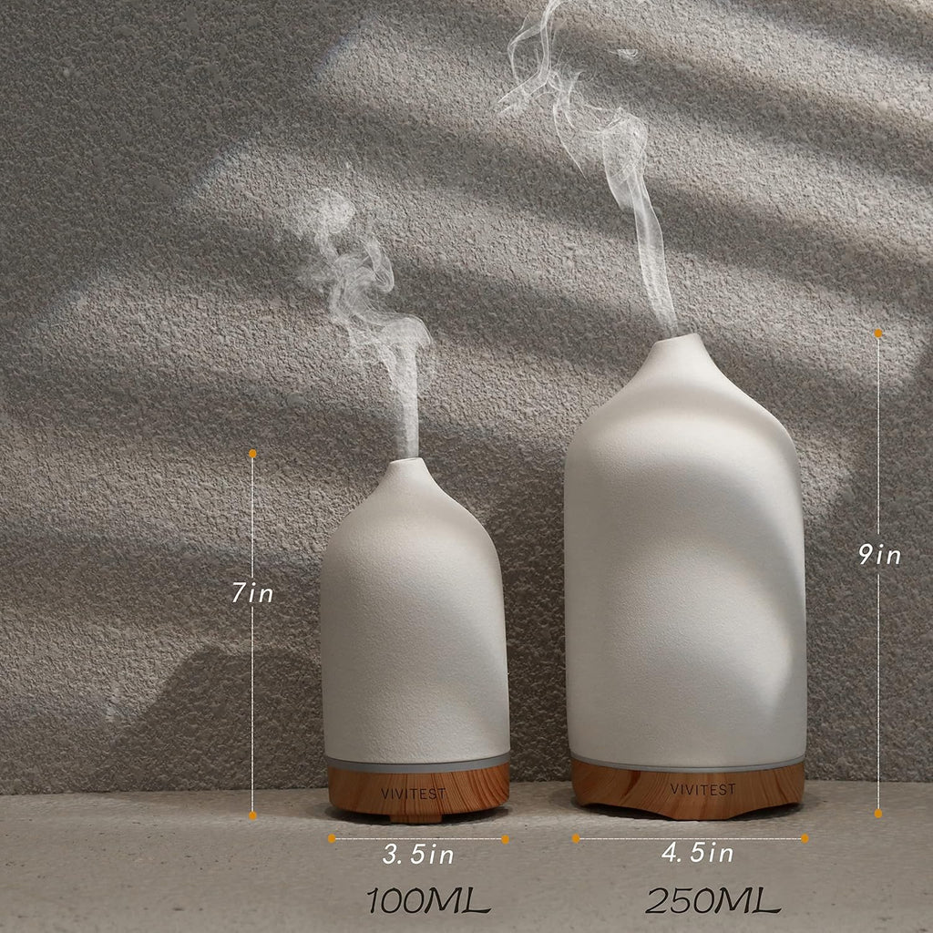 200ML Ceramic Essential Oil Diffuser,Stone Essential Oil Diffuser,Ultrasonic Aromatherapy Diffusers for Home